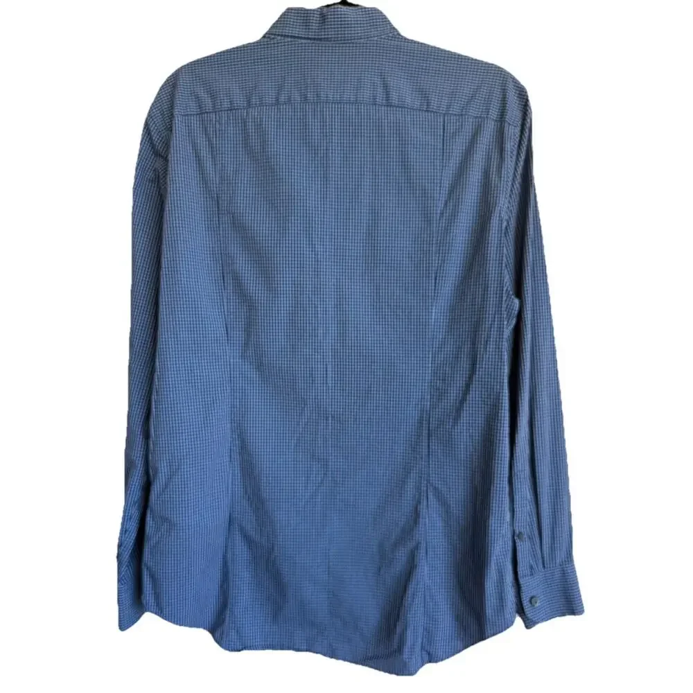Banana Republic Men's Slim Fit Button Down Long Sleeve Blue Gingham Size Medium